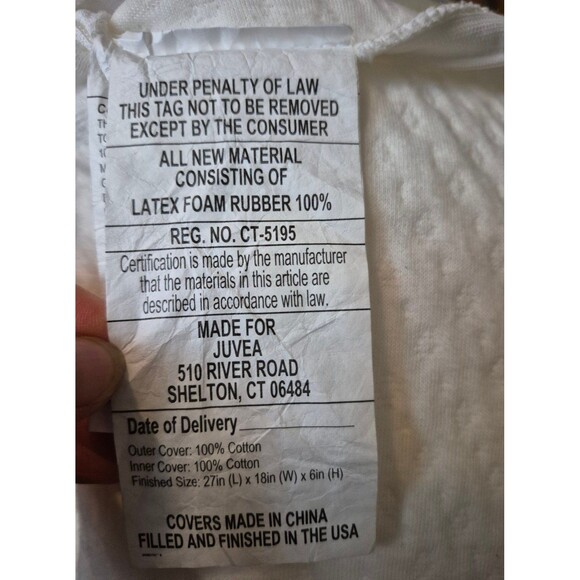 Natural Solid Core Latex Pillow Low Profile Latex Pillow Cotton Cover Oeko-Tex Q - Picture 12 of 12